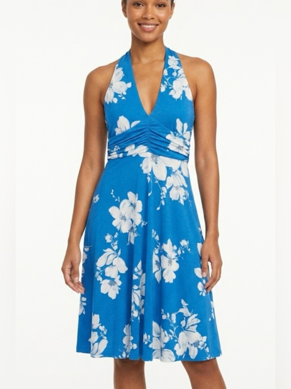 HUHOT Blue Floral Halter Midi Dress NWT Size M